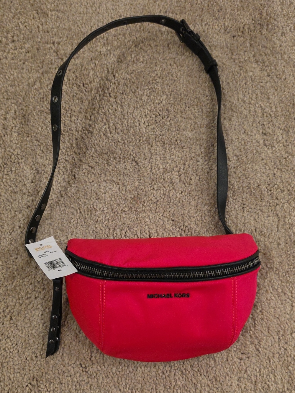 Michael Kors Leila Pink Belt Bag with Black Strap
